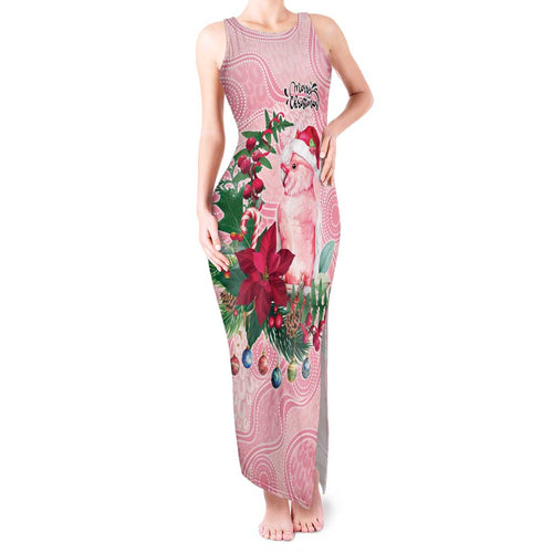 Watercolor Pink Galah Flowers Tank Maxi Dress Australia Christmas Vibes - Aussie Hoodie