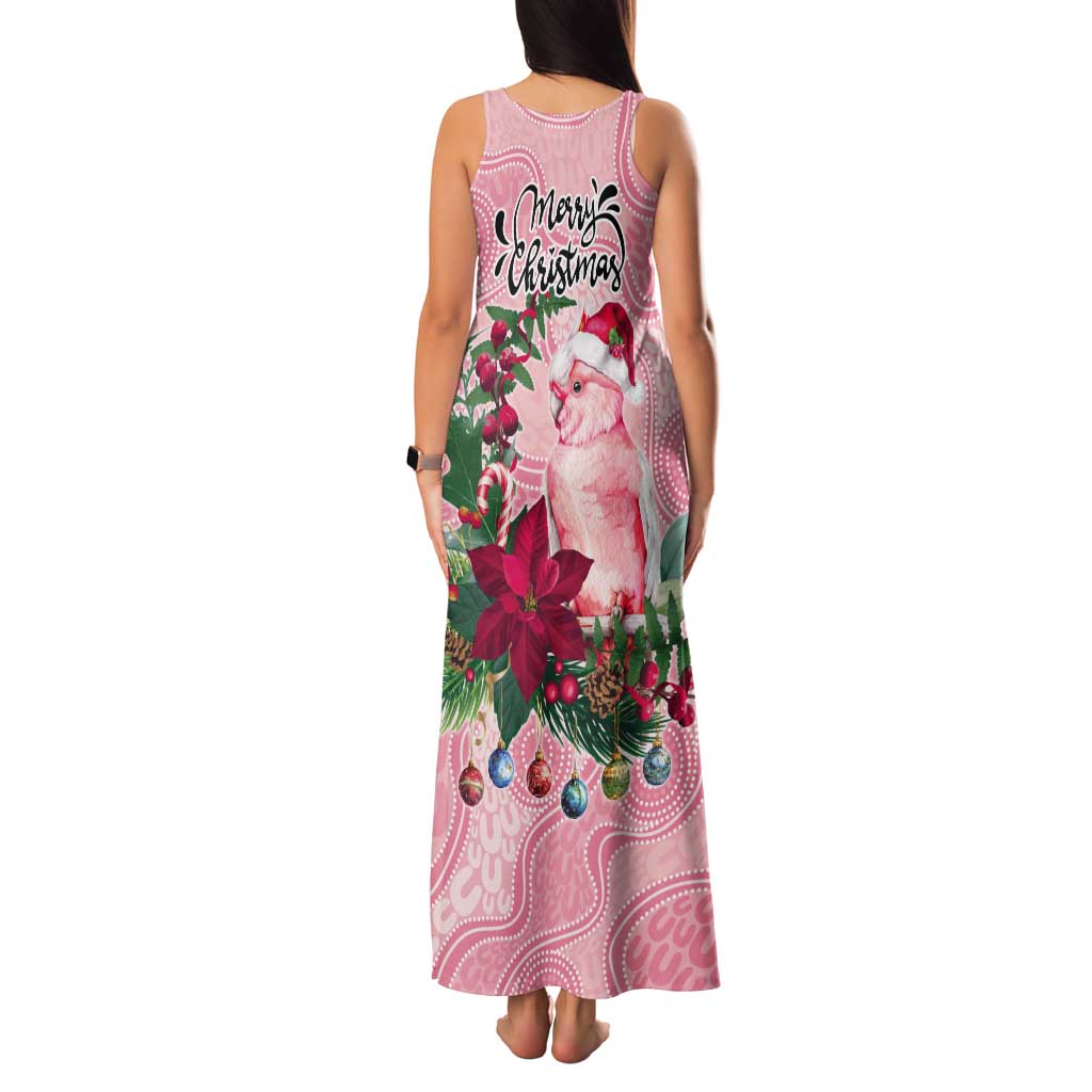 Watercolor Pink Galah Flowers Tank Maxi Dress Australia Christmas Vibes - Aussie Hoodie