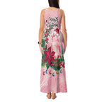 Watercolor Pink Galah Flowers Tank Maxi Dress Australia Christmas Vibes - Aussie Hoodie