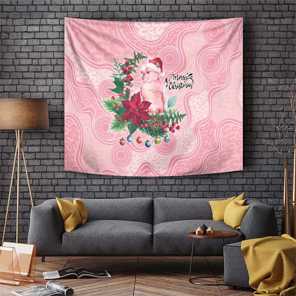Watercolor Pink Galah Flowers Tapestry Australia Christmas Vibes - Aussie Hoodie