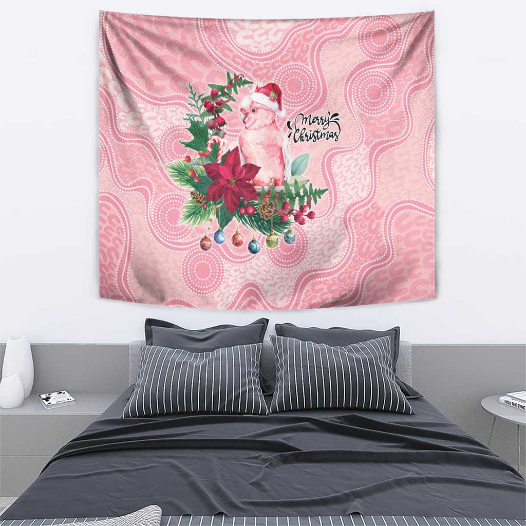 Watercolor Pink Galah Flowers Tapestry Australia Christmas Vibes - Aussie Hoodie