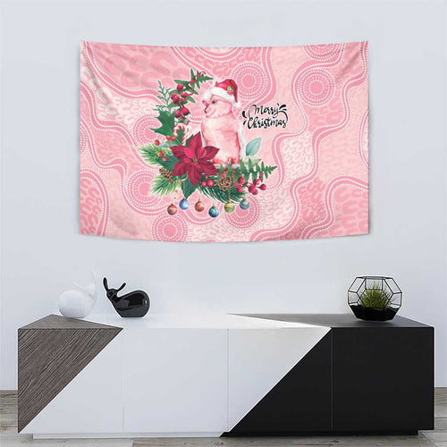 Watercolor Pink Galah Flowers Tapestry Australia Christmas Vibes - Aussie Hoodie