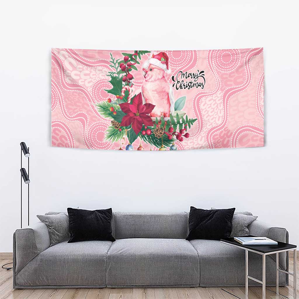 Watercolor Pink Galah Flowers Tapestry Australia Christmas Vibes - Aussie Hoodie