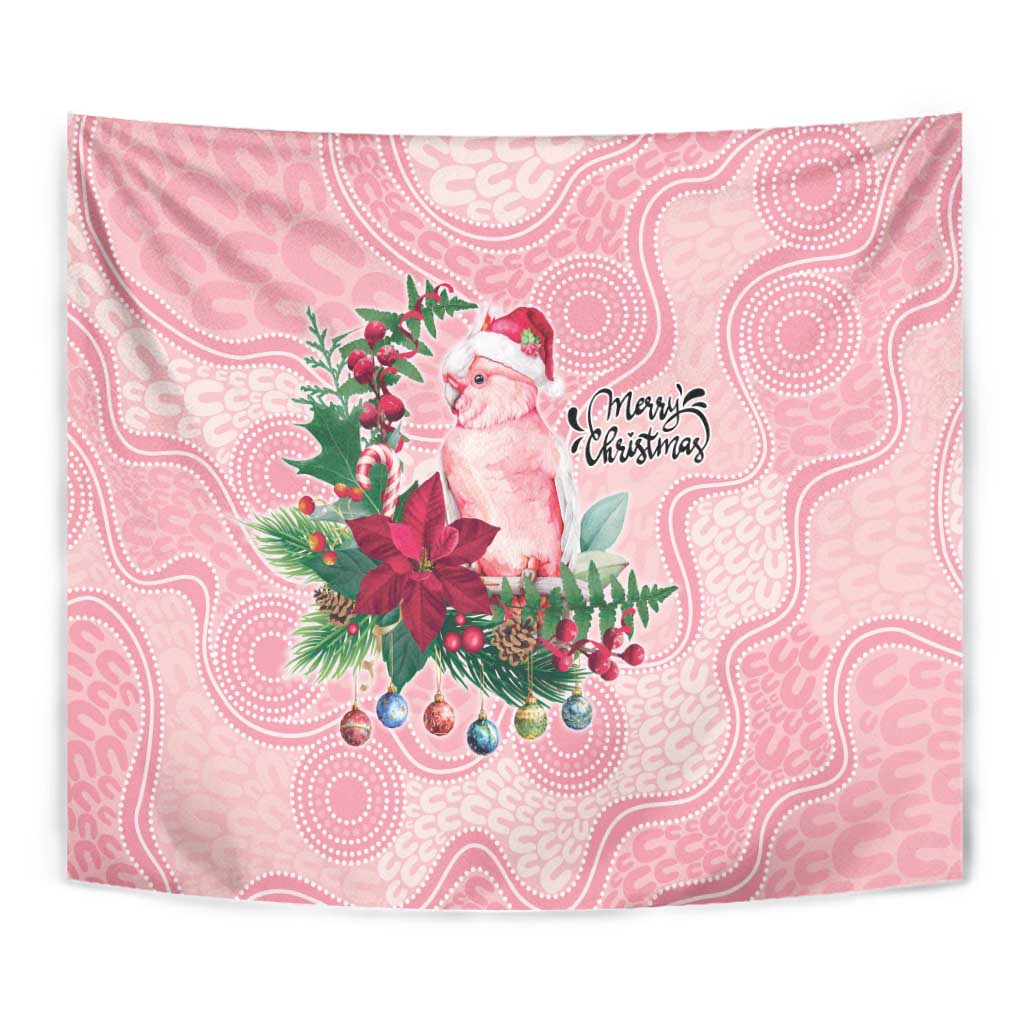 Watercolor Pink Galah Flowers Tapestry Australia Christmas Vibes - Aussie Hoodie