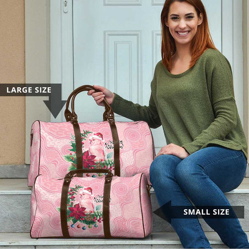 Watercolor Pink Galah Flowers Travel Bag Australia Christmas Vibes - Aussie Hoodie