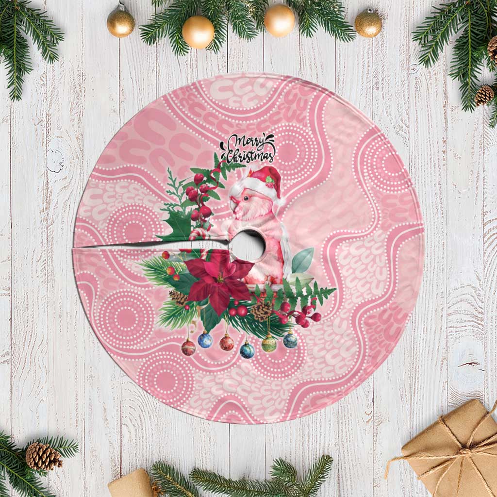 Watercolor Pink Galah Flowers Tree Skirt Australia Christmas Vibes - Aussie Hoodie