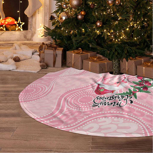 Watercolor Pink Galah Flowers Tree Skirt Australia Christmas Vibes - Aussie Hoodie