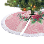 Watercolor Pink Galah Flowers Tree Skirt Australia Christmas Vibes - Aussie Hoodie