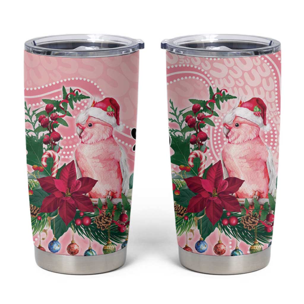 Watercolor Pink Galah Flowers Tumbler Cup Australia Christmas Vibes - Aussie Hoodie