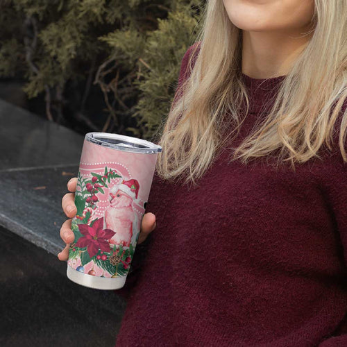 Watercolor Pink Galah Flowers Tumbler Cup Australia Christmas Vibes - Aussie Hoodie