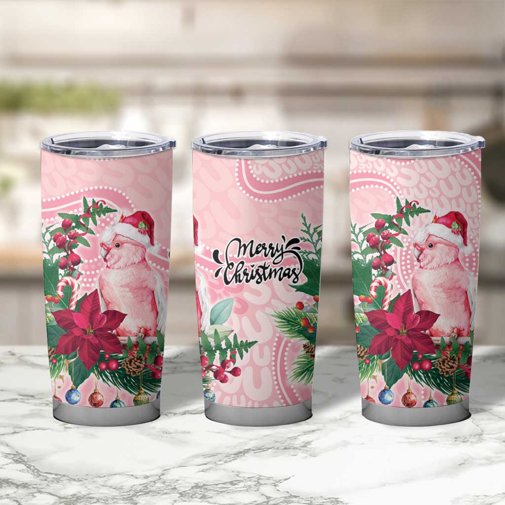 Watercolor Pink Galah Flowers Tumbler Cup Australia Christmas Vibes - Aussie Hoodie