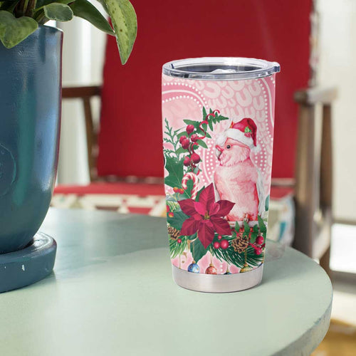 Watercolor Pink Galah Flowers Tumbler Cup Australia Christmas Vibes - Aussie Hoodie