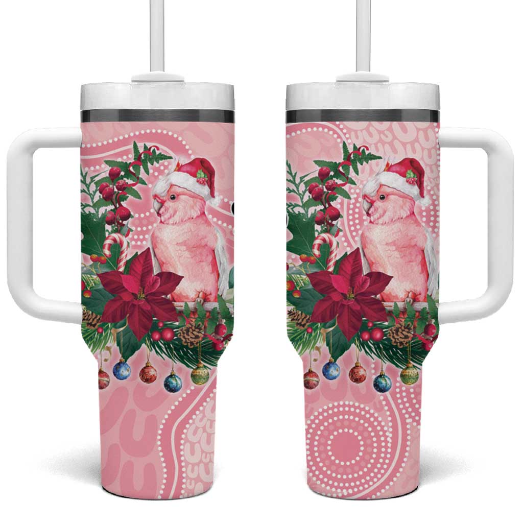 Watercolor Pink Galah Flowers Tumbler With Handle Australia Christmas Vibes - Aussie Hoodie