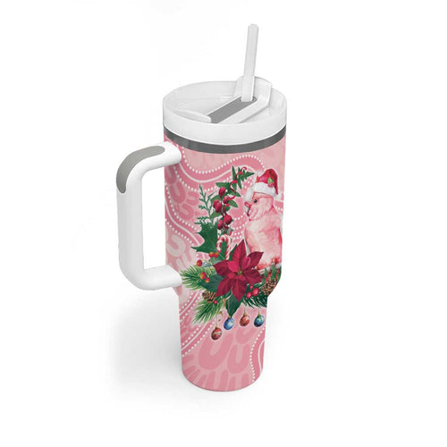 Watercolor Pink Galah Flowers Tumbler With Handle Australia Christmas Vibes - Aussie Hoodie