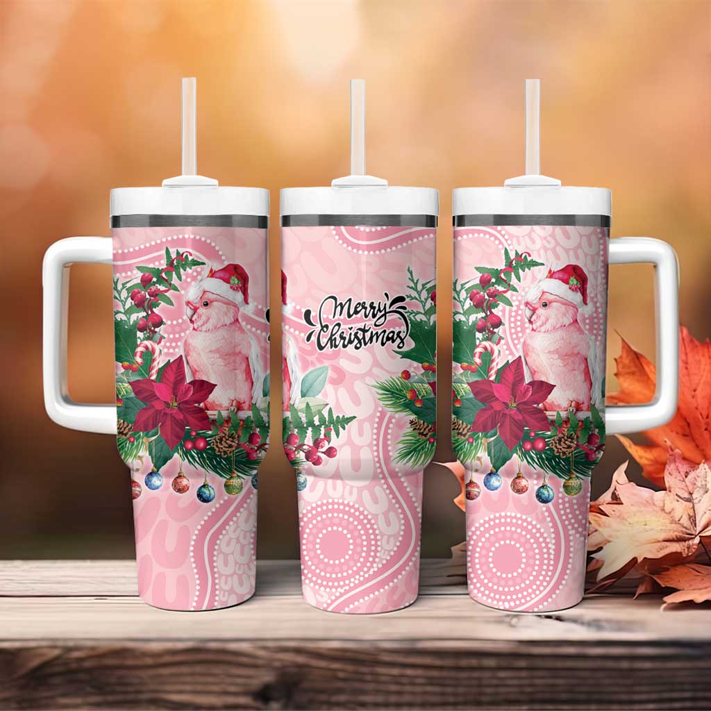 Watercolor Pink Galah Flowers Tumbler With Handle Australia Christmas Vibes - Aussie Hoodie