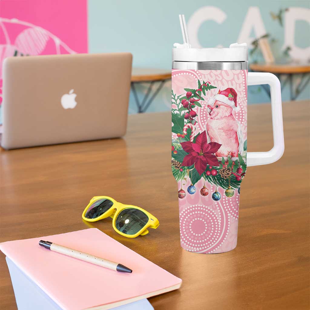 Watercolor Pink Galah Flowers Tumbler With Handle Australia Christmas Vibes - Aussie Hoodie
