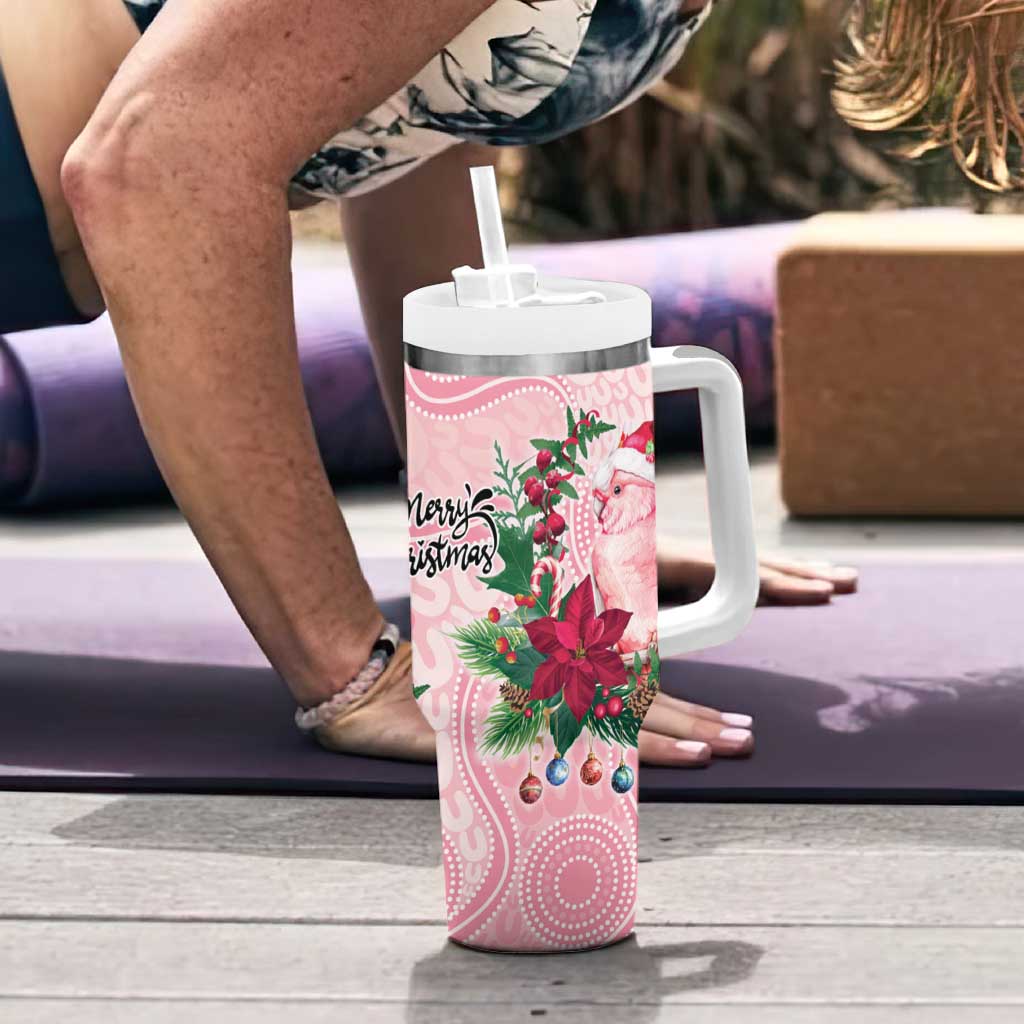 Watercolor Pink Galah Flowers Tumbler With Handle Australia Christmas Vibes - Aussie Hoodie