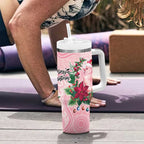 Watercolor Pink Galah Flowers Tumbler With Handle Australia Christmas Vibes - Aussie Hoodie