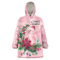 Watercolor Pink Galah Flowers Wearable Blanket Hoodie Australia Christmas Vibes - Aussie Hoodie