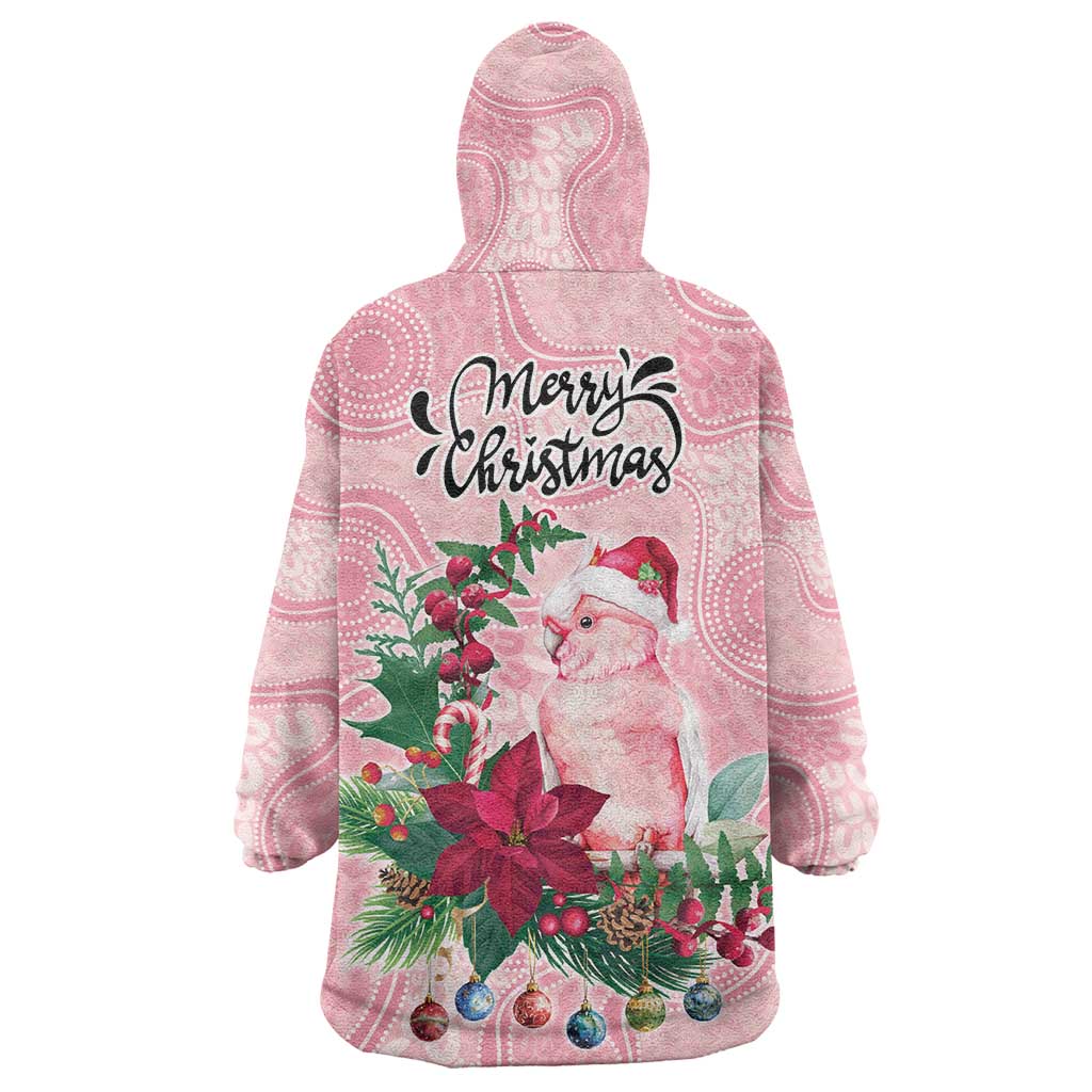 Watercolor Pink Galah Flowers Wearable Blanket Hoodie Australia Christmas Vibes - Aussie Hoodie