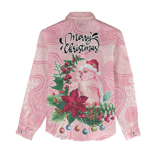 Watercolor Pink Galah Flowers Women Casual Shirt Australia Christmas Vibes - Aussie Hoodie
