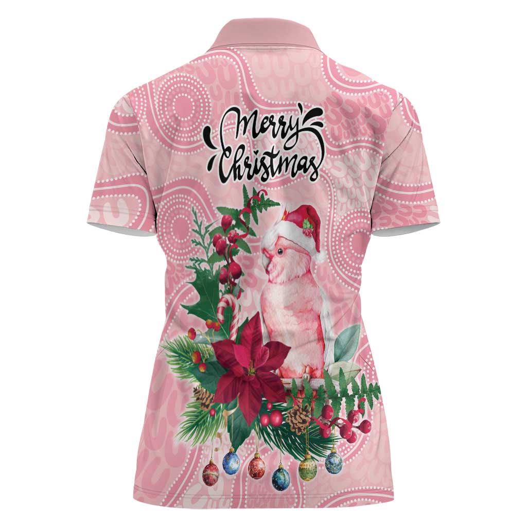 Watercolor Pink Galah Flowers Women Polo Shirt Australia Christmas Vibes - Aussie Hoodie