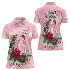 Watercolor Pink Galah Flowers Women Polo Shirt Australia Christmas Vibes - Aussie Hoodie