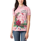 Watercolor Pink Galah Flowers Women Polo Shirt Australia Christmas Vibes - Aussie Hoodie