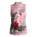 Watercolor Pink Galah Flowers Women Sleeveless Polo Shirt Australia Christmas Vibes - Aussie Hoodie