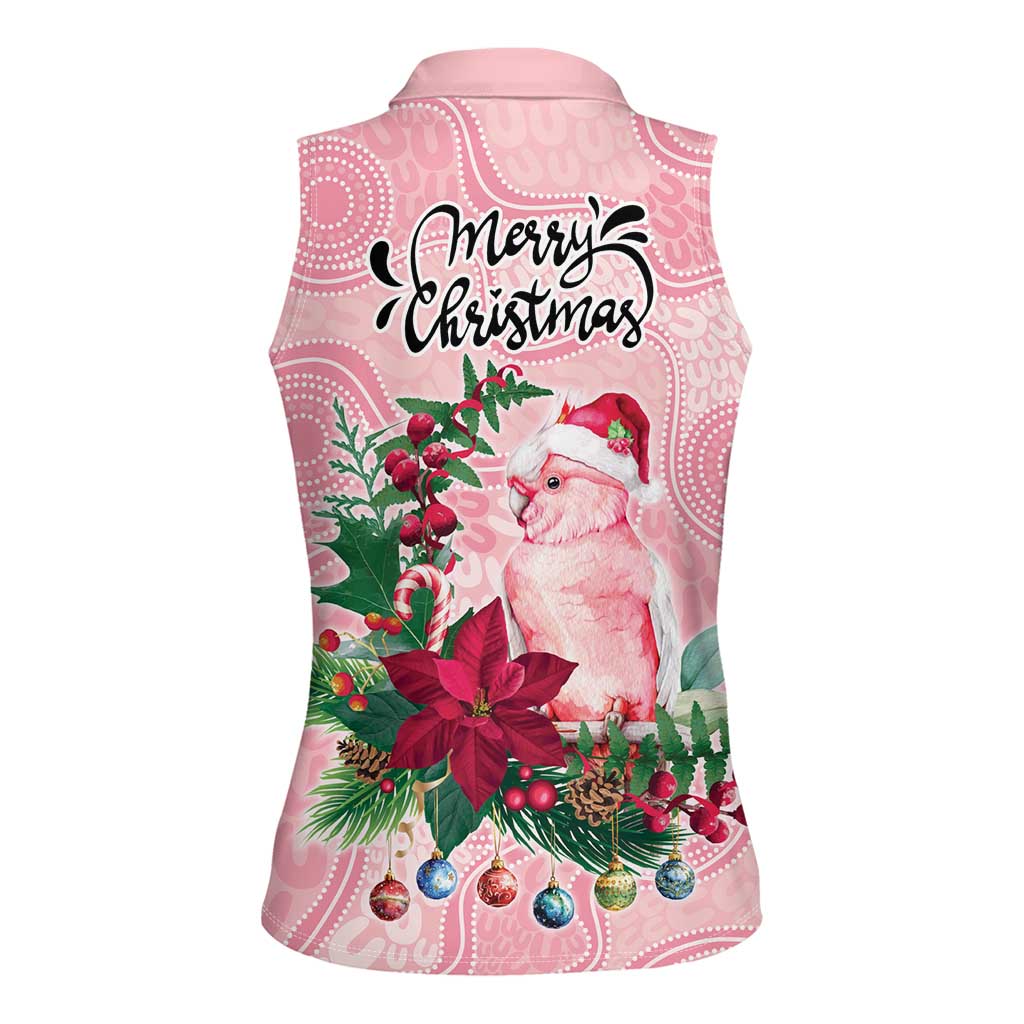 Watercolor Pink Galah Flowers Women Sleeveless Polo Shirt Australia Christmas Vibes - Aussie Hoodie