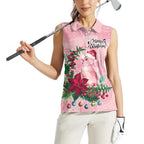 Watercolor Pink Galah Flowers Women Sleeveless Polo Shirt Australia Christmas Vibes - Aussie Hoodie