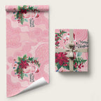 Watercolor Pink Galah Flowers Wrapping Paper Australia Christmas Vibes - Aussie Hoodie