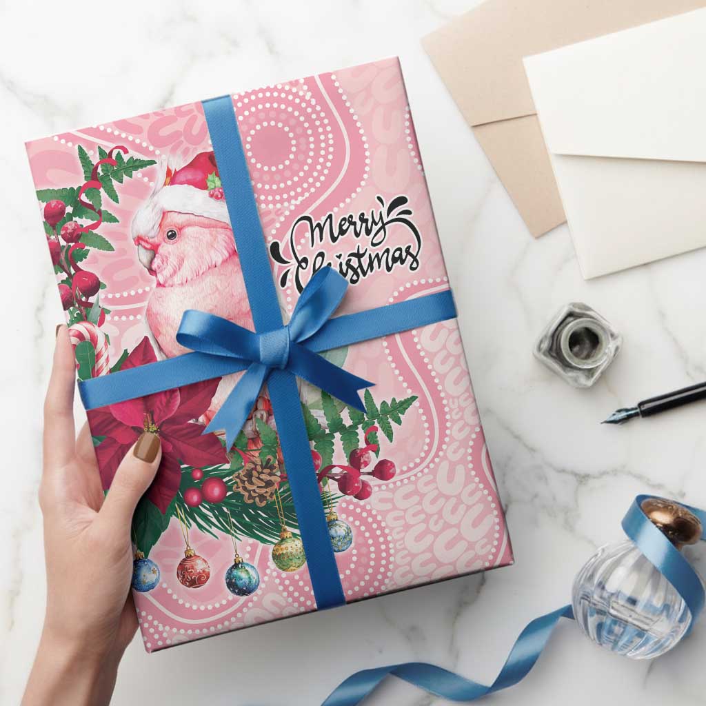 Watercolor Pink Galah Flowers Wrapping Paper Australia Christmas Vibes - Aussie Hoodie