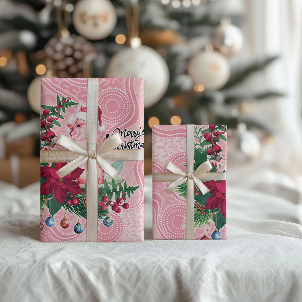 Watercolor Pink Galah Flowers Wrapping Paper Australia Christmas Vibes - Aussie Hoodie