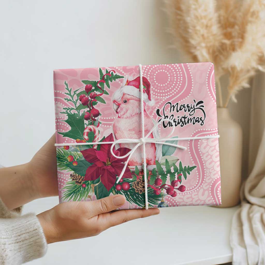 Watercolor Pink Galah Flowers Wrapping Paper Australia Christmas Vibes - Aussie Hoodie