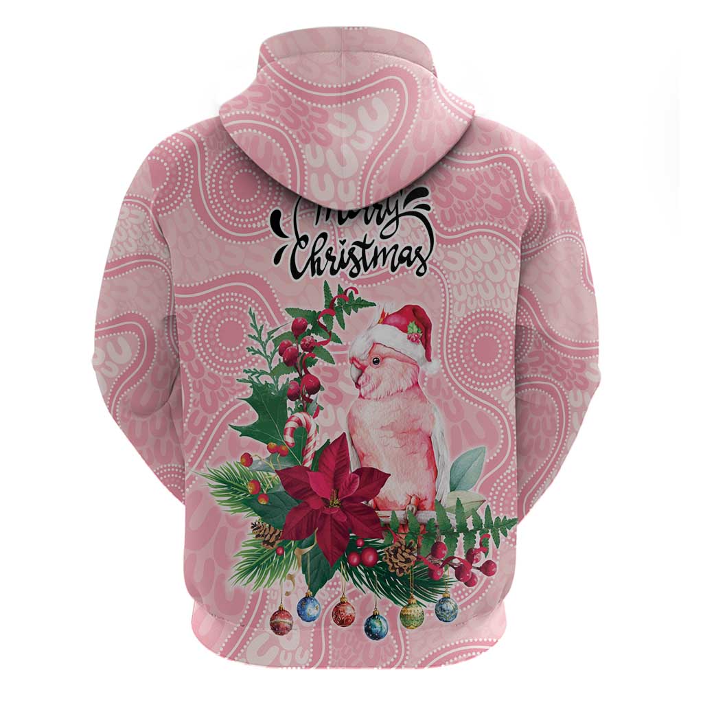 Watercolor Pink Galah Flowers Zip Hoodie Australia Christmas Vibes - Aussie Hoodie