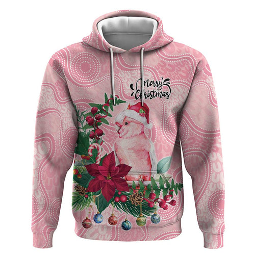 Watercolor Pink Galah Flowers Zip Hoodie Australia Christmas Vibes - Aussie Hoodie