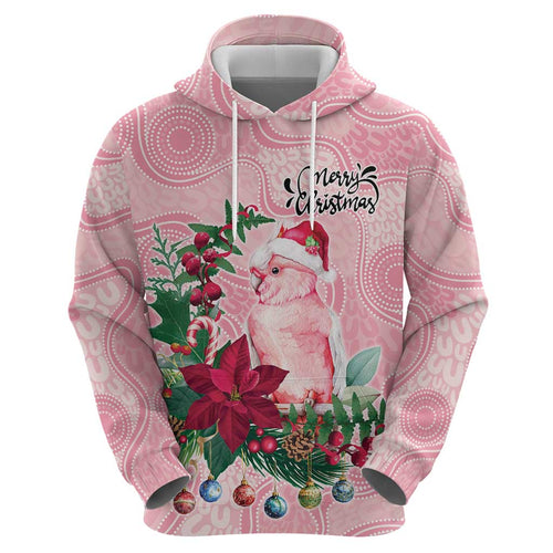 Watercolor Pink Galah Flowers Zip Hoodie Australia Christmas Vibes - Aussie Hoodie