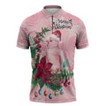Watercolor Pink Galah Flowers Zipper Polo Shirt Australia Christmas Vibes - Aussie Hoodie