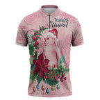 Watercolor Pink Galah Flowers Zipper Polo Shirt Australia Christmas Vibes - Aussie Hoodie