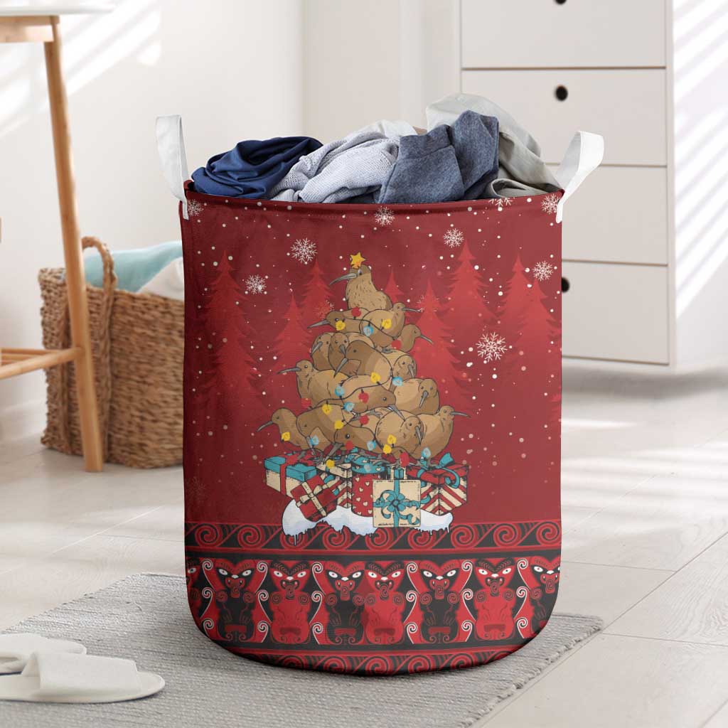 Funny Kiwi Bird Xmas Tree Laundry Basket New Zealand Tribal Christmas Spirit - Aussie Hoodie