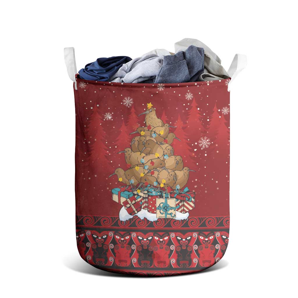 Funny Kiwi Bird Xmas Tree Laundry Basket New Zealand Tribal Christmas Spirit - Aussie Hoodie