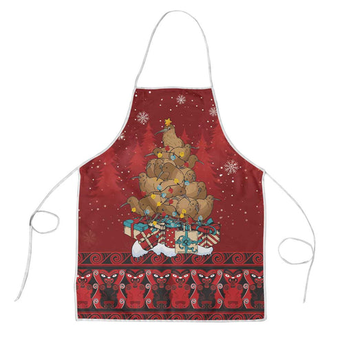 Funny Kiwi Bird Xmas Tree Apron New Zealand Tribal Christmas Spirit - Aussie Hoodie
