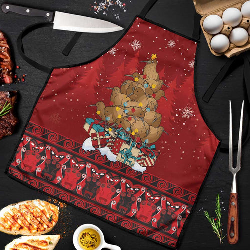 Funny Kiwi Bird Xmas Tree Apron New Zealand Tribal Christmas Spirit - Aussie Hoodie