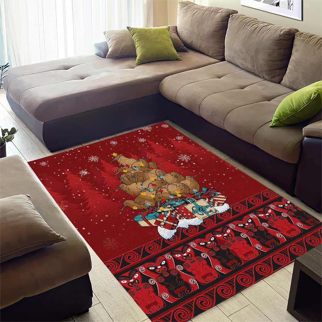 Funny Kiwi Bird Xmas Tree Area Rug New Zealand Tribal Christmas Spirit - Aussie Hoodie