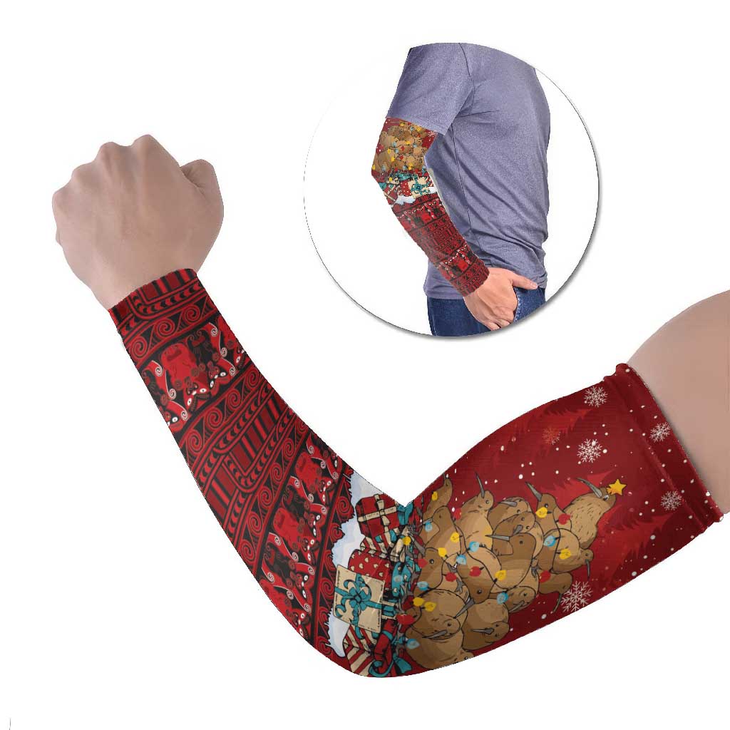 Funny Kiwi Bird Xmas Tree Arm Sleeves New Zealand Tribal Christmas Spirit - Aussie Hoodie