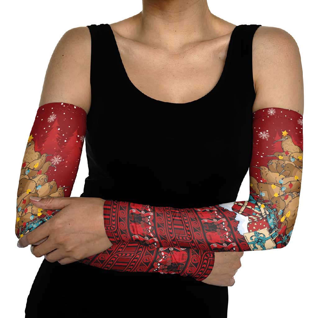 Funny Kiwi Bird Xmas Tree Arm Sleeves New Zealand Tribal Christmas Spirit - Aussie Hoodie