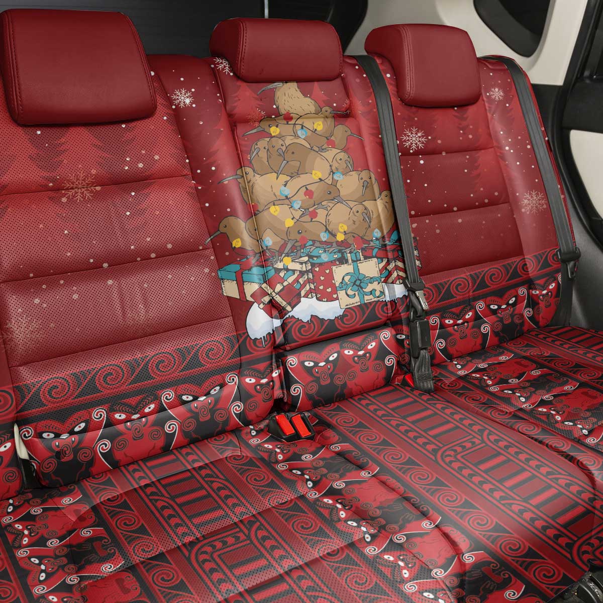 Funny Kiwi Bird Xmas Tree Back Car Seat Cover New Zealand Tribal Christmas Spirit - Aussie Hoodie