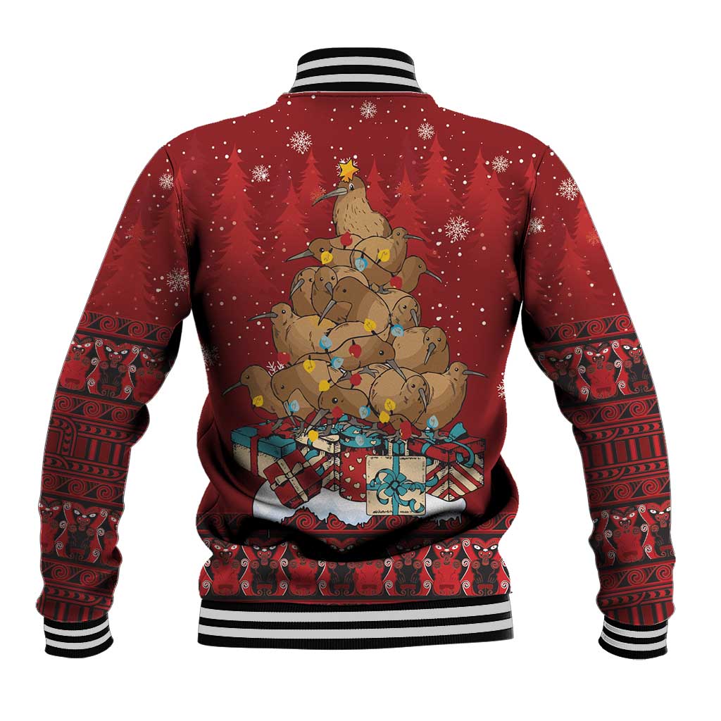 Funny Kiwi Bird Xmas Tree Baseball Jacket New Zealand Tribal Christmas Spirit - Aussie Hoodie