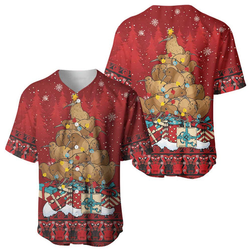 Funny Kiwi Bird Xmas Tree Baseball Jersey New Zealand Tribal Christmas Spirit - Aussie Hoodie